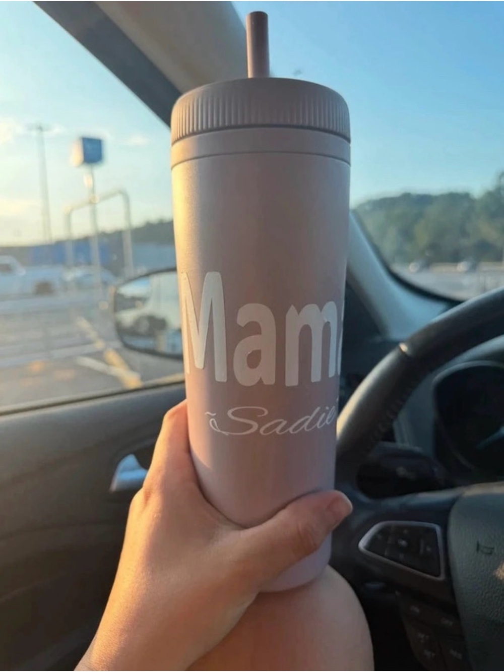 Mama Personalized Pink Insulated Tumbler with Straw